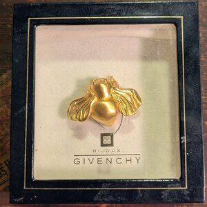 Rare Vintage Givenchy Matte Gold tone Bumblebee Brooch Pin - in original box